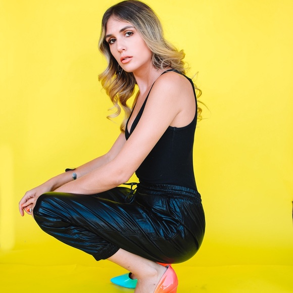 Faux leather jogger pants - Picture 1 of 5